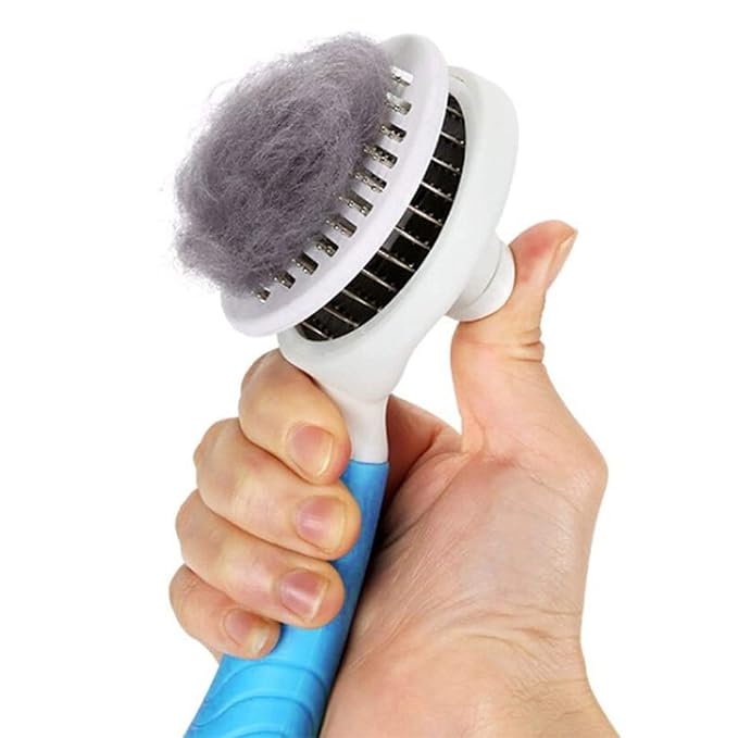 Cat Self Cleaning Slicker Brush, Pets Skin Friendly Grooming Brushes for Shedding Dogs Cats Hair Easy to Remove Loose Undercoat with Long or Short Hairs Pet Massage Tool for All Hair Type- UPGRADED