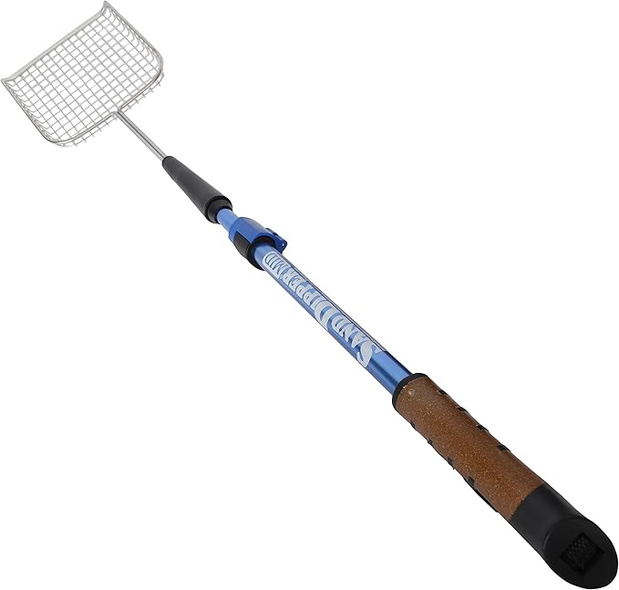 Sand Dipper Cat Poop Scooper & Chicken Poop Scooper - Rugged Big 6" Square Stainless Steel Long Handle for Home Kitty Litter Scoop & Farm Chicken Coop Scooper (Mid-Adjustable)
