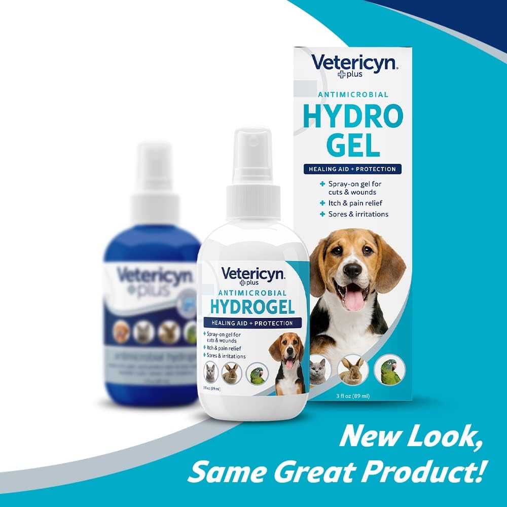 Vetericyn Plus Dog Wound Care Hydrogel Spray | Healing Aid and Wound Protectant, Sprayable Gel to Relieve Dog Itchy Skin, Safe for All Animals. 3 Ounces