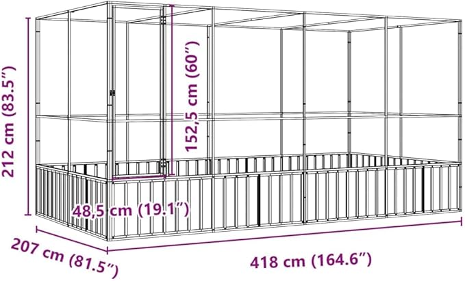 Galvanized Steel Large Flight King Bird Cage with Extension, Steel Outdoor Aviary, Outdoor Indoor Large Bird Cage Aviary Pet House for Cockatiels African Parakeets, 164.6"x81.5"x83.5",-310