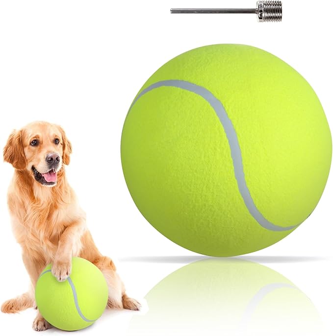susu & wuwu Giant Tennis Ball for Dogs Yellow Big Tennis Ball for Dog Birthday Gift 9.5" Pet Toy Balls for Small/Medium/Large Dogs