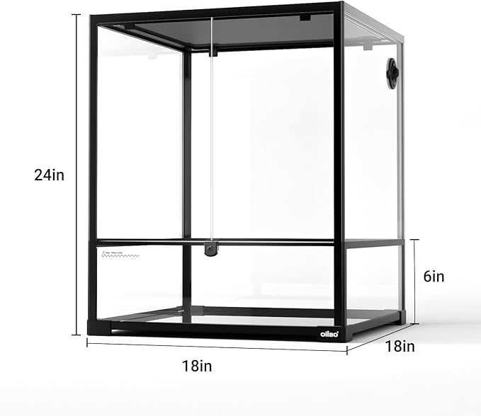 Oiibo 18" x 18" x 24" Glass Reptile Terrarium, Knock-Down Rainforest Reptile Habitat Tank with Front Opening Doors & Top Screen Ventilation, 30 Gallon Vertical Terrarium