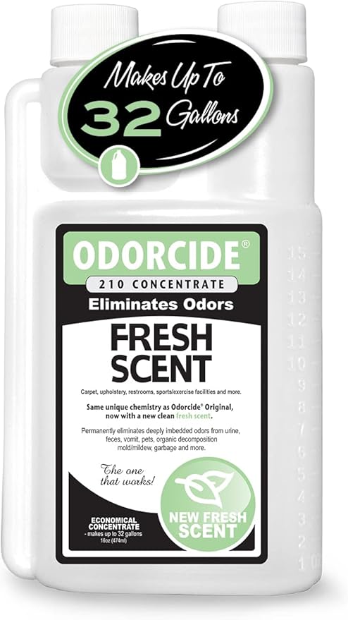 Odorcide Odor Eliminator Concentrate: Odor Eliminator for Strong Odor on Carpets, Hardwood & More - Smoke, Sweat & Pet Odor Eliminator for Home w/Non-Enzymatic Formula - Fresh Scent - 16 oz