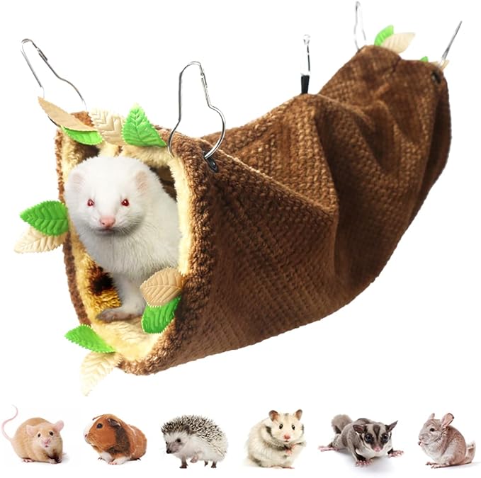 Leftstarer Pet Hammock and Tunnel Set, Soft Cashmere for Small Pets, Suitable for Guinea Pigs, Rats, Ferrets, Hamsters, etc., 22.1x9.1in