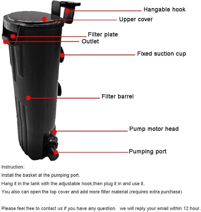 LONDAFISH Ultra-Low Water Level Turtle Filter - 600L/H Submersible Aquarium Filter w/Waterfall Oxygenation, Quiet Operation for 10-40 Gallon Tanks