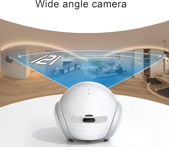 Asixxsix Pet Camera Robot, Wireless 1080P 360 Rotation 121 Wide Angle Indoor Movable Security Camera with Night Vision, 2 Way Talk, Motion Detection Video Recording for Cats Baby