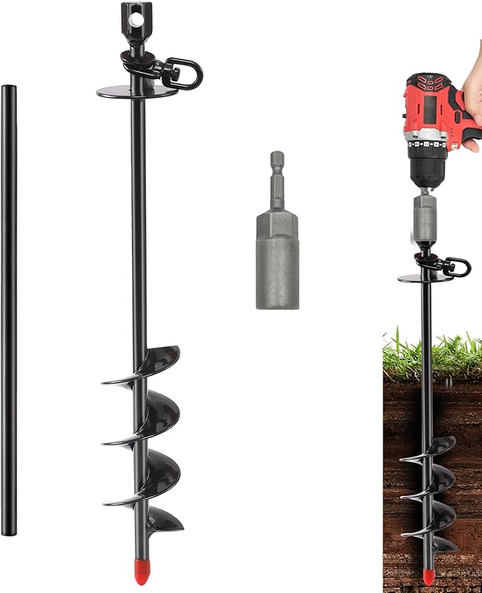 Heavy Duty Dog Tie Out Stake,14.8" Spiral Dog Stakes with Swivel Hook for Outside,Yard,Camping,Rust Proof Ground Anchor for Dogs Run Cable Leash Tether Chains,Small to Large Dogs Up to 200bs