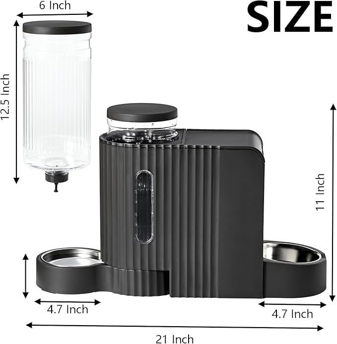 Automatic Cat Food Feeder and Water Dispenser,2 in 1 Gravity Cat Feeder and Water Dispenser with Stainless Steel Bowl,2 Pack Large Capacity Self Feeding for Small Medium Pets Puppy Kitten