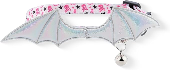 1 PC Bat Wing Cat Collar with Bell, Adjustable Kitten Collar with Safety Breakaway Buckle for Boy&Girl Cats, Halloween Christmas Cat Accessories for Kitten Puppy