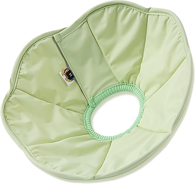Touchdog Foldable Dog Cone Collar for Cats & Dogs - Adjustable Soft Recovery Collar with Waterproof PU Coating, Lightweight Design, 24.5cm/9.6in Wide Barrier (Green, L)
