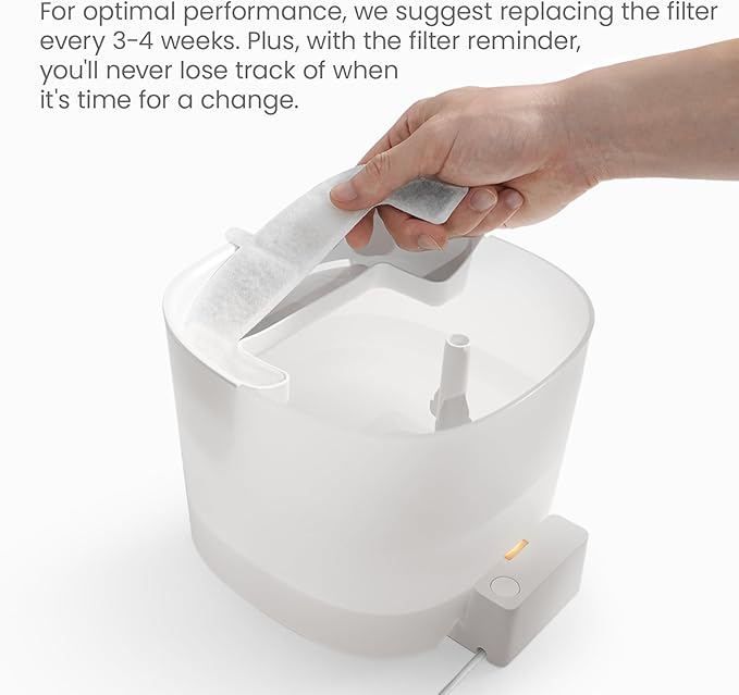 Cheerble Pumpless Cat Water Fountain, 2L/67oz Automatic Pet Fountain, Elfin E1 Lite Cat Fountain for Drinking, MagDrive™ Technology, Continuous Flow Mode, BPA-Free (White, 4 Filters)