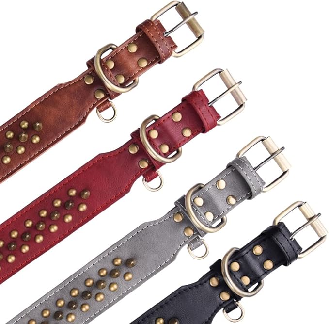 Spiked Dog Collar Soft Pu Leather Mushrooms Rivet Spike Studded Puppy Adjustable Pet Collars for Small Breeds (M, Grey2)