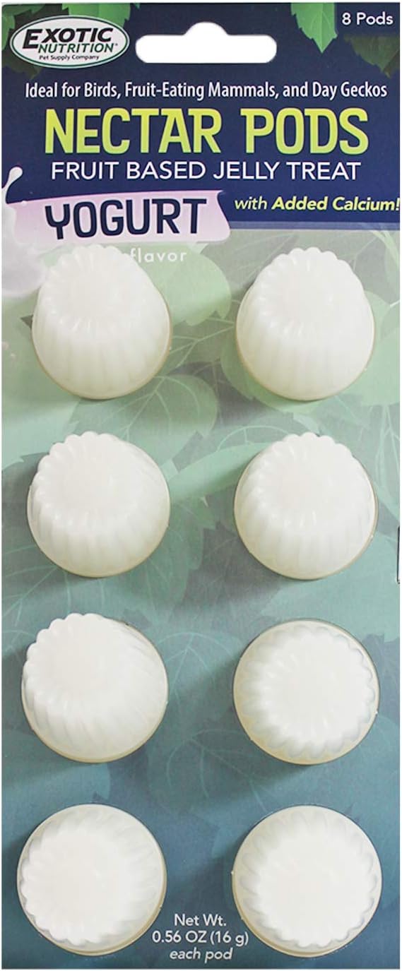 Nectar Pods (Yogurt) - Calcium-Fortified Jelly Fruit Treat - Sugar Gliders, Marmosets, Squirrels, Parrots, Cockatiels, Parakeets, Lovebirds, Conures, Hamsters, Day Geckos, Kinkajous & Other Small Pets