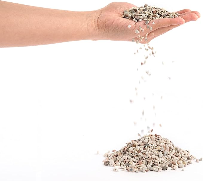 LANDEN Betanu Aquascape Sand for Aquarium Landscape, Natural Cosmetic Gravel, Granite Sand, Fish Tank Decorative Sand, Coarse Sand for Plants, Small Pea Gravel, Light Colored Gravel 3-5mm 2L (7lbs)