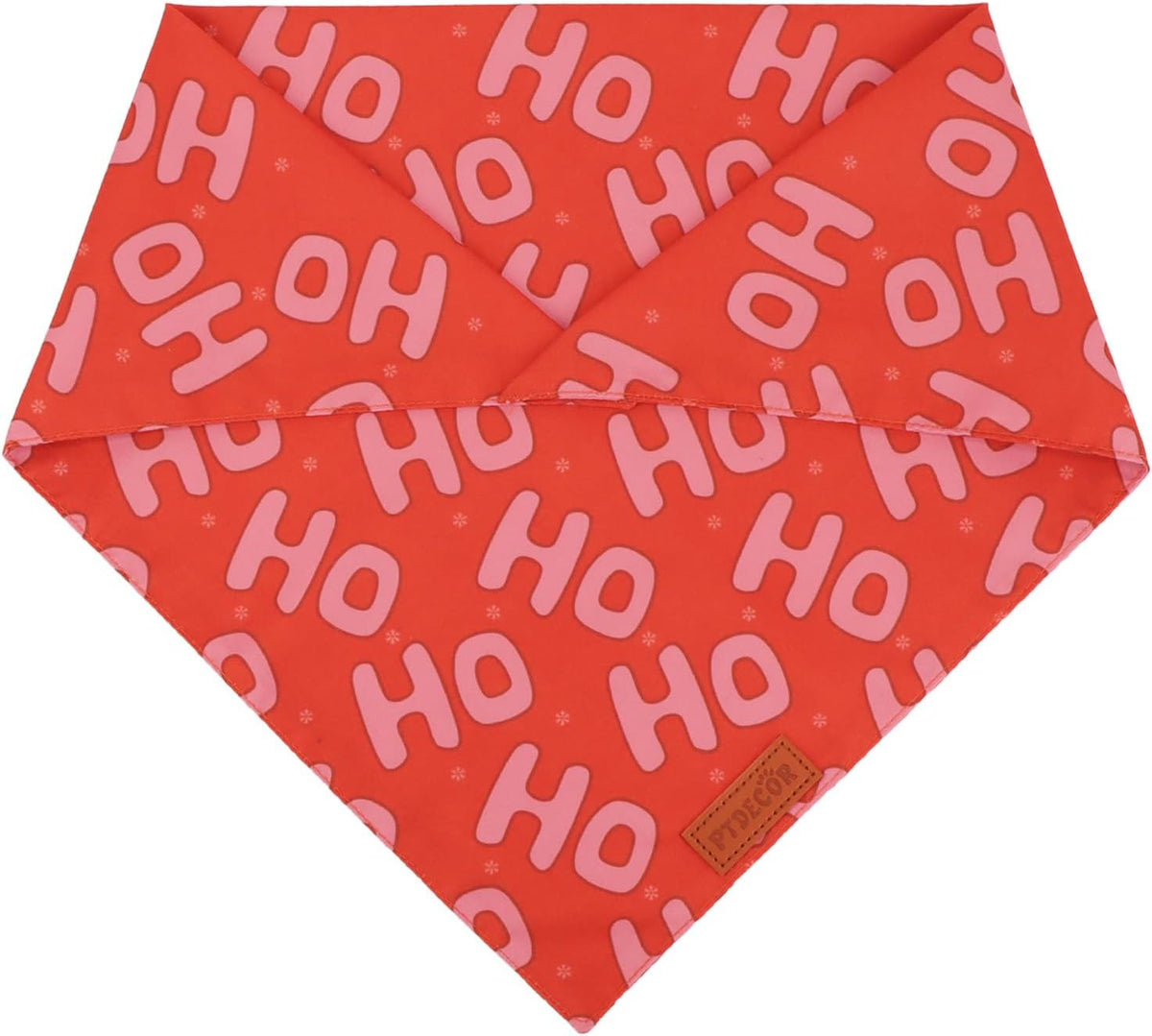 PTDECOR Christmas Dog Bandana, Xmas HOHO Santa Design Reversible Holiday Dog Scarf, Triangle Christmas Bandanas for Medium Large Pets (Large)