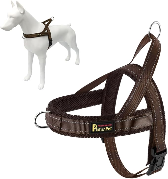 Plutus Pet No Pull Dog Harness with Breathable Mesh Padded, Adjustable Reflective Escape Proof Dog Harness, Quick Fit Dog Vest Harness for Small Medium Large Dogs(XS, Chocolate)