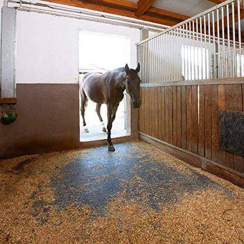American Floor Mats - Heavy Duty Stall Tiles - Stable/Horse Tiles - Thick, Durable Rubber Flooring Solid Black 8' x 10' Set 3/4" Thick (20 Tiles Total)