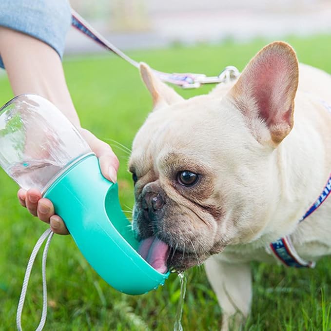 Kalimdor Dog Water Bottle, Leak Proof Portable Puppy Water Dispenser with Drinking Feeder for Pets Outdoor Walking, Hiking, Travel, Food Grade Plastic (12oz Pink)