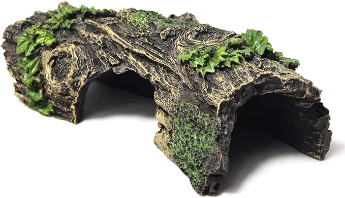 Fish Tank Decorations - Large Aquarium Decorations Air Bubbler Tree Fish House for Betta Hideout Caves Buddha Decor Temple Ruins Arched Betta Fish Accessories Reptile House Shelter Decor (Wood B-S)
