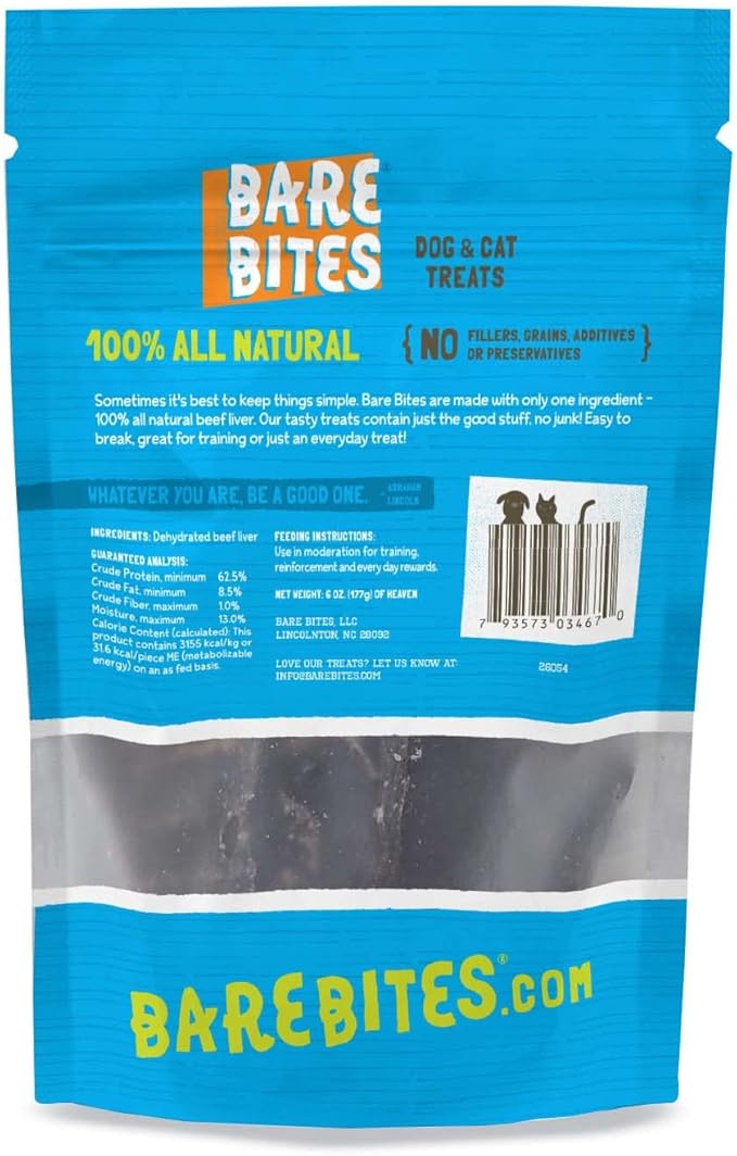 100% All Natural Dehydrated Beef Liver Dog and Cat Treats (6 Ounce Bag) (6 Ounce Bag)
