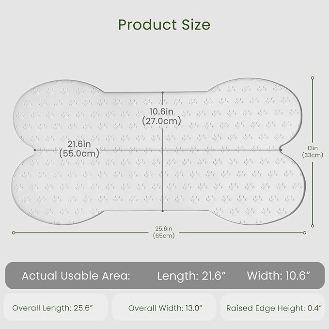 Dog Food Mat Anti-Slip Silicone Dog Bowl Mat Thicker Pet Placemat Waterproof Cat Feeder Pad with Raised Edge Puppy Kitten Feeding Mats Suitable Small Medium-Sized Dogs Cats Eating Tray