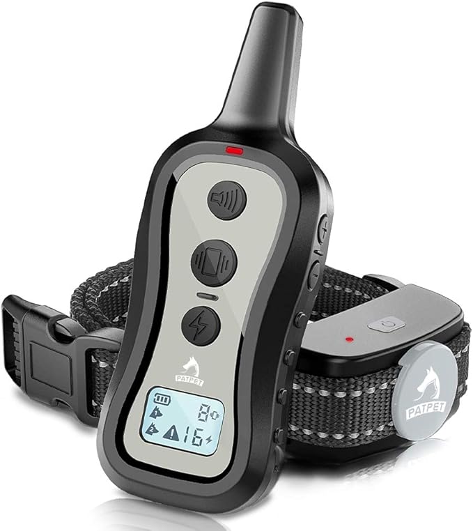 PATPET Dog Training Collar Shock Collar with Remote - 3 Training Modes, Beep, Vibration and Shock, Up to 1000 ft Remote Range, Rainproof for Small Medium Large Dogs