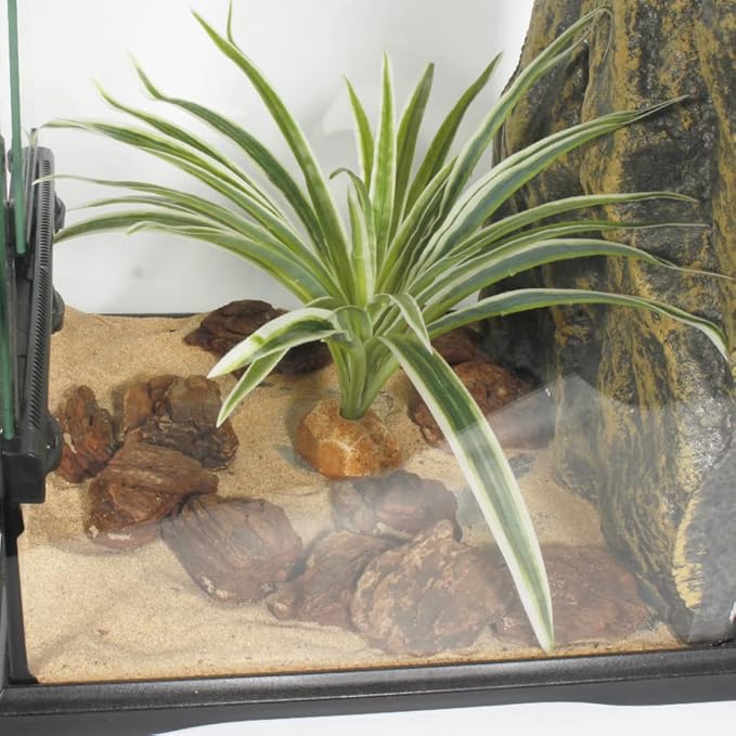 Artificial Spider Plants, Reptile Terrarium Decor, Bearded Dragon Tank Accessories fit Crested Gecko Leopard Lizard Chameleon Ball Python Snake Frog