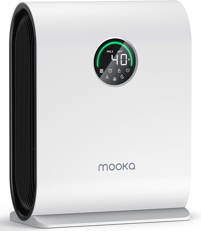 Air Purifiers for Home Large Room Up to 2500 ft² with PM 2.5 Display Air Quality Sensors, MOOKA H13 HEPA Air Purifier With Auto Mode for Pets Dust Odor Smoke, Timer, 15dB Sleep Mode for Bedroom, KJ217