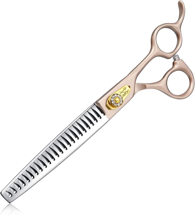 JASON 7.5" Dog Grooming Scissors - Professional Chunker Thinning Shear with with 24 Fishbone Teeth Japanese 440C Stainless Steel Hair Scissor with Diamond Screw for Dogs, Cats and Other Pets Christmas