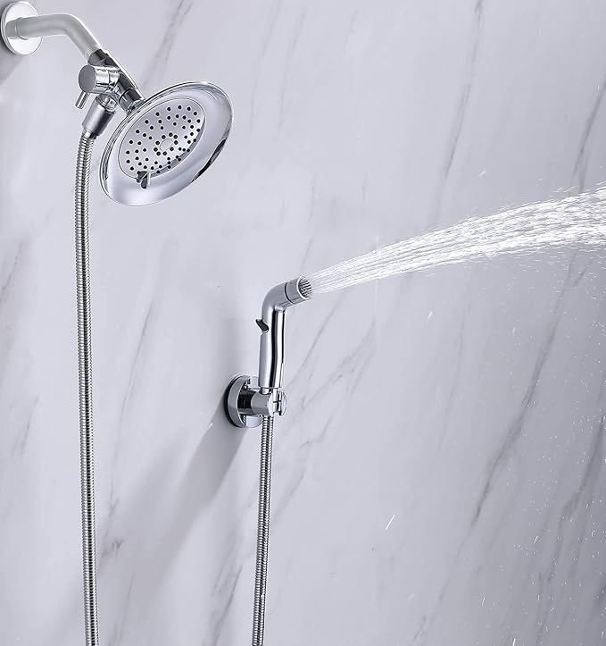 G-Promise Dog Shower Sprayer Attachment for Fast and Clean Pet Showering, Multifunctional Shower, Metal Diverter, 100 Inch Extra Long Hose, No Drill Hook, Dog Washing-Bathroom (Chrome)