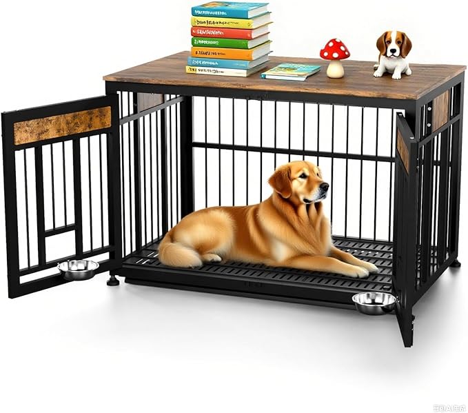 48 Inch Heavy Duty Dog Crate Furniture for Large Dogs, Decorative Pet House End Table, Extra Large Wooden Cage Kennel Furniture Indoor