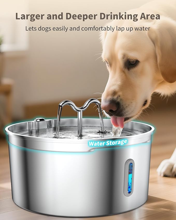 Dog Water Fountain Stainless Steel, 7L/236oz Dog Water Bowl Dispenser for Large Dogs, Automatic Cat Water Fountain
