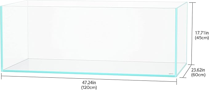 LANDEN 120P 78.4 Gallon Rimless Low Iron Aquarium Tank, W47.2×D23.6×H17.7 in(120x60x45cm); 12 mm Thickness with Nano Foam Leveling Mat Included