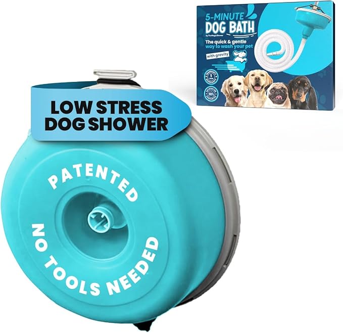 5-MinutePetBath Dog Bath Hose Attachment - Shower Head Accessory for Dog Washing - Low Stress Pet Shower - Portable Wash Station for Grooming, Rinse & Cleaning - Attachable Bathing Essential - Green