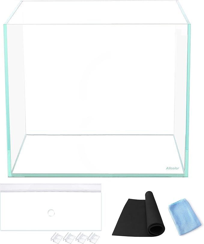 Ultra Clear Rimless Aquarium Tank 6-60 gallons Low Iron Glass (4.6Gal - Top Glass Canopy)