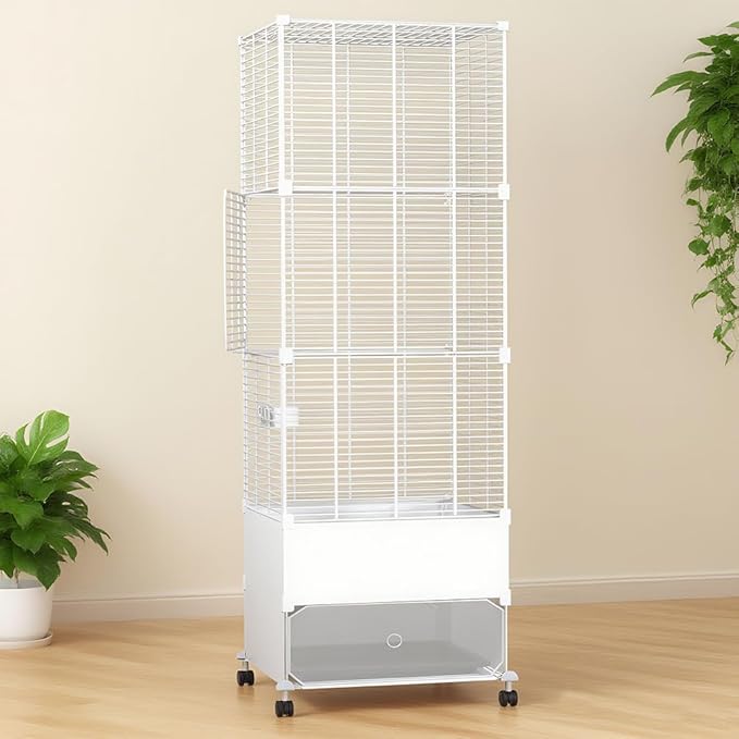 Bird Cage Parakeet Cage with Bird Toys & Slide-Out Tray, Wooden Perches, Rolling Stand, Swing & Bowls – Spacious Indoor Bird House for Parrot, Parakeets, Cockatiel, Lovebird and Small Mid-Sized Birds