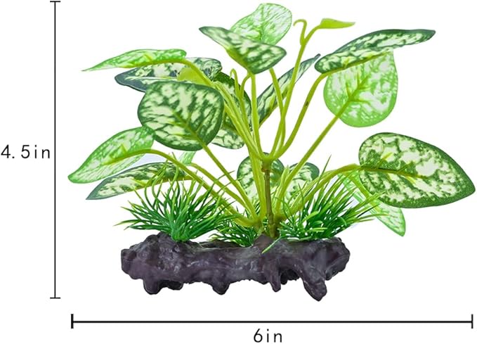 2 pcs Reptile Artificial Plants, Terrarium Plants Decorations Supplies, Amphibian Habitat Hideout Tank Accessories, Rainforest Ground Plant