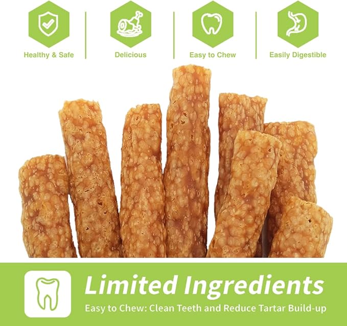 Chicken Dog Chew Sticks, Puffed Human Grade Dog Treat Sticks, Rawhide Alternative, Easy to Digest 10pcs/Pack