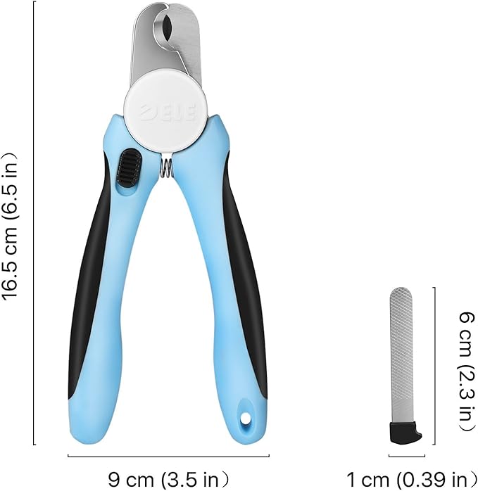Flexzion Dog Cat Nail Clipper and Trimmer, Pet Toe Claw Scissor Grooming Tool with Stainless Steel Blades File Easy Grip Handle Safety Guard Avoid Overcutting for Small Medium Large Breed Puppy, Blue