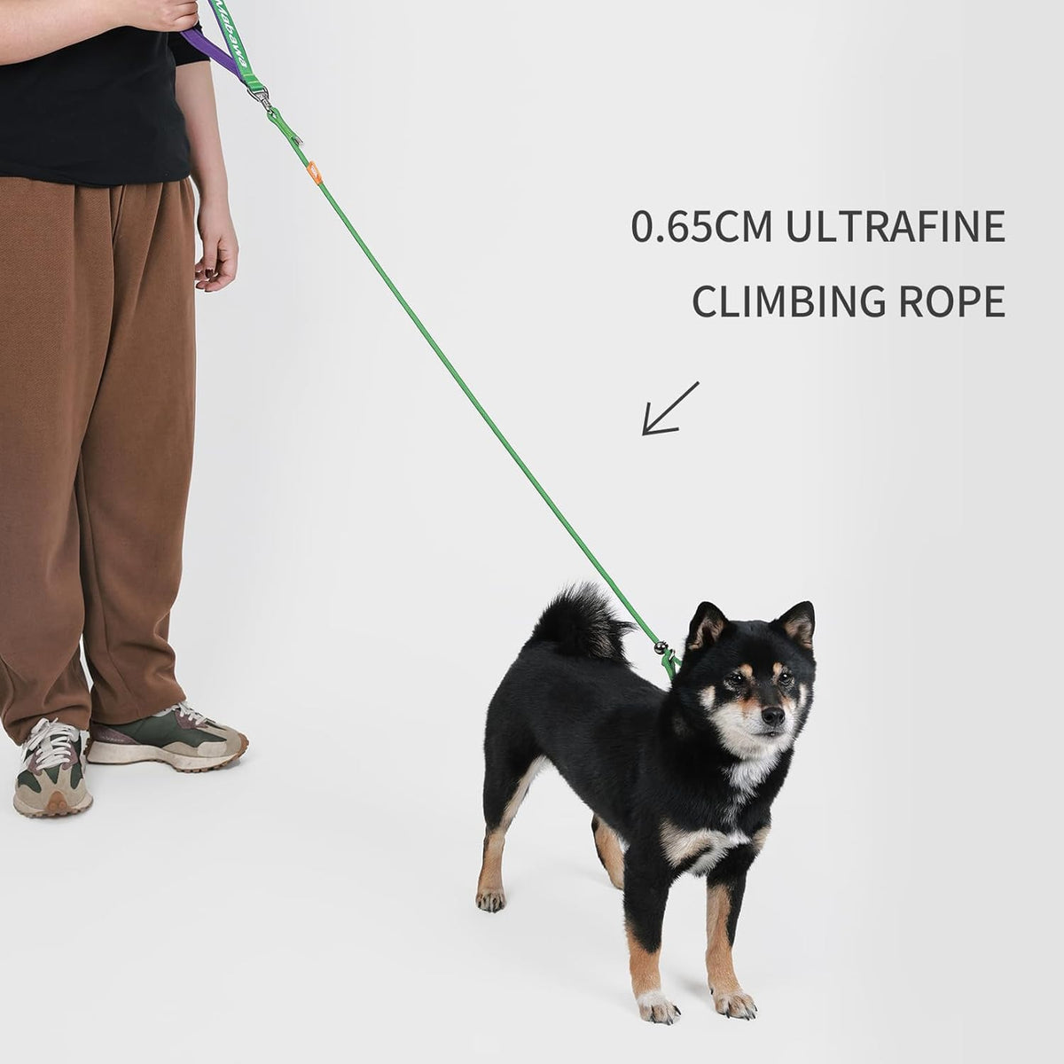 Dog Anti-Slip Leash 5FT with Metal Stopper - Durable No-Pull Training Lead for Small, Medium & Large Dogs - Comfortable Handle Nylon Rope, Tangle-Free Pet Walking Leash (Green, 5 FT)
