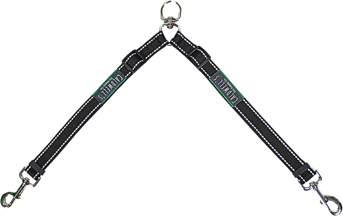 Caldwell's Pet Supply Co. Leash Coupler, Two Dog Leash Splitter to Split Leashes for Walking 2 Dogs, Tangle Free Double Dog Leashes Connector, Adjustable Attachment for Medium or Large Dogs
