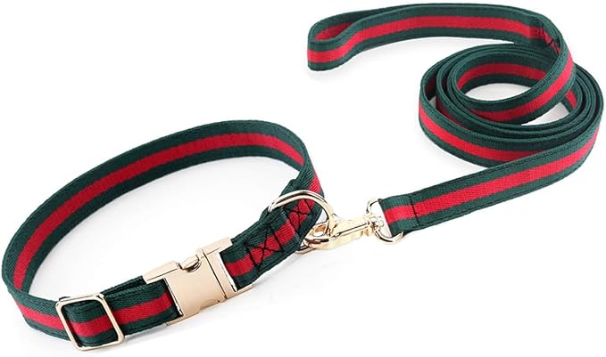 Premium Dog Collar, Cute Dog Collars Luxury Style, Durable Pet Collars and Dog Leash with Metal Buckle Safety for Puppy Small Dogs