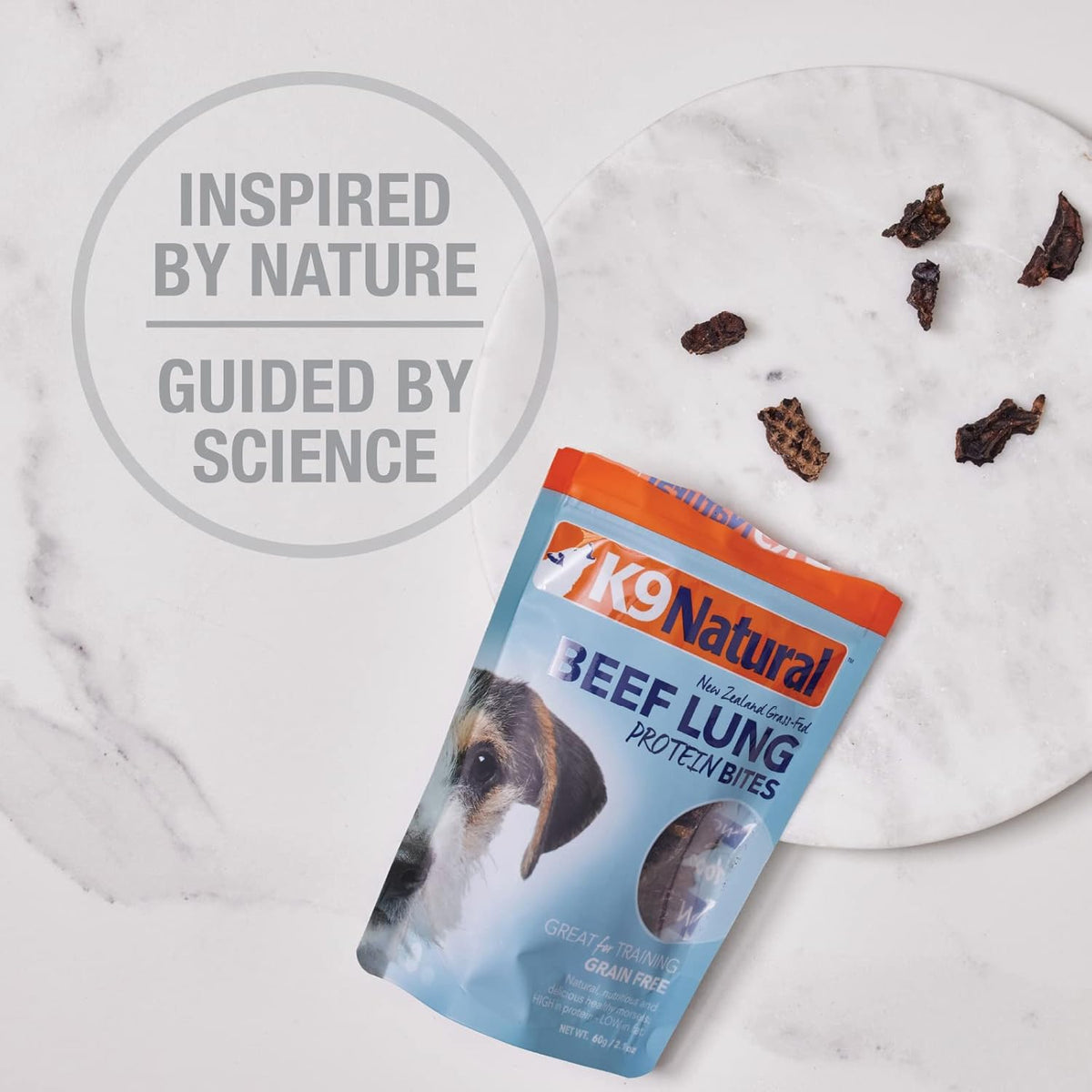 K9 Natural, Freeze-Dried Single Ingredient Dog Treats, High-Value, Low-Calorie Protein Bites for Active Dogs, Healthy Dog Training Treats, Grain-Free Reward, Beef Lung, 2.1oz (Pack of 2)