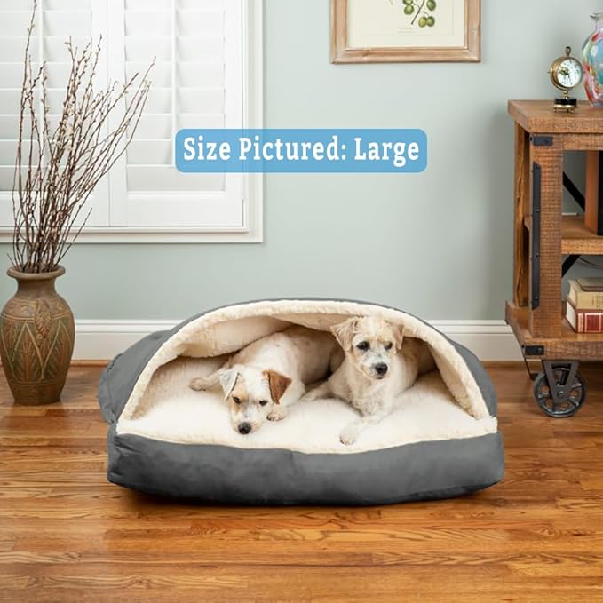 Snoozer Pet Products Luxury Rectangle Cozy Cave Dog Bed with Microsuede, Medium, Anthracite