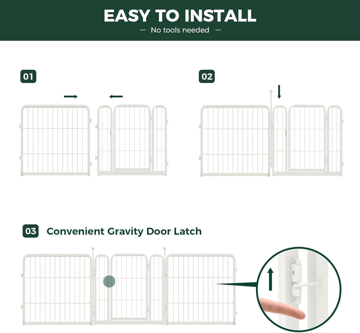 FXW Rollick Unleashed Dog Playpen for Indoor, Yard, RV Camping, 32 inch 48 Panels for Small and Medium Dogs, White│Patented