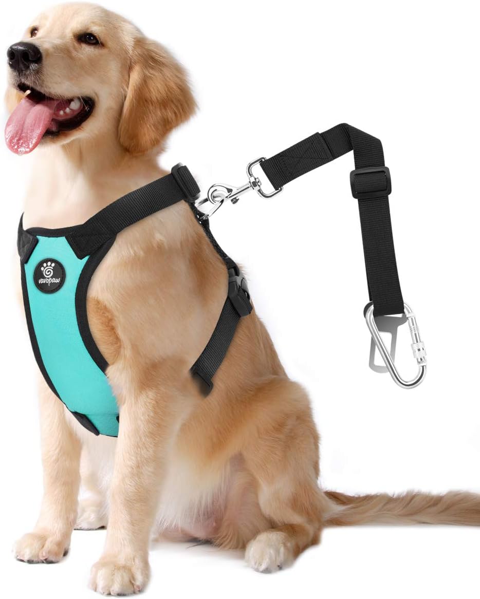 Dog Seat Belt, Safety Vest Dog Car Harness with Adjustable Buckle Dog Seat Belt for Vehicle Nylon Pet Safety Seat Belts Heavy Duty(L, Blue)