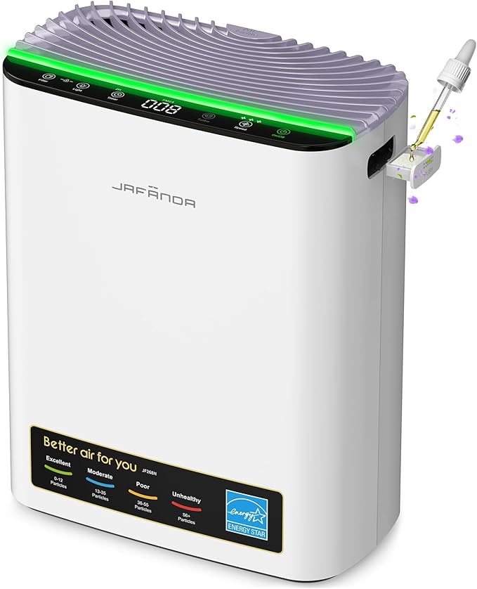 Jafända Air Purifiers for Home Cover Up to 1226ft², Allergen HEPA Air Filter with PM2.5 Sensor, Auto Mode& Timer, Aromatherapy, 22 dB Quiet Air Cleaner for Pet Dander/Hair, Allergies, Dust&VOCs