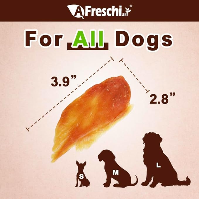 Afreschi Turkey Jerky Dog Treats –12 oz, USA-Sourced Trukey, All-Natural, Hypoallergenic, High-Protein, Low-Fat, Healthy & Easily Digestible, Puppy & Training Snack