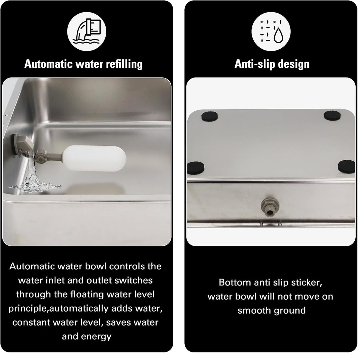 4Gal Automatic Water Bowl Dispenser for Dogs,Pig Waterer,Outdoor Automatic Dog Water Bowl,Stianless Steel Auto Fill Livestock Water Trough with Float Valve for Chicken,Horse,Calf,Dog,Goat