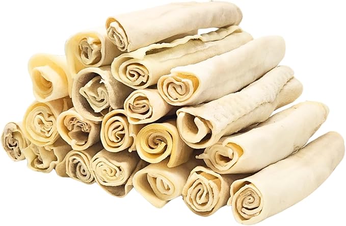 hotspot pets 8-9 Inch Large Rawhide Dog Chew Rolls (20 Pack) - Made from Grass Fed Cows - Great for Dental & Oral Care for Aggressive Chewers Large Dogs, Single Ingredient Treat